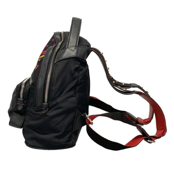 CHRISTIAN LOUBOUTIN - Black Red Multi Nylon Leather Backpack - Picture 2 of 16